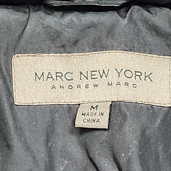 Marc New York Andrew Marc Coat Womens Medium Black Down Puffer Fur Hood Parka - Picture 12 of 16